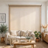 Store enrouleur tamisant non feu M1 beige lin position fermée tissu tamisant lumière diffuse sans vue extérieur - ERP sur mesure